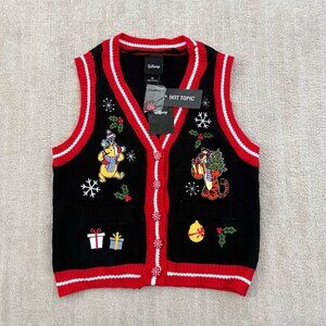 NWT Disney Hot Topic Ugly Christmas Pooh Bear Sweater Vest XS